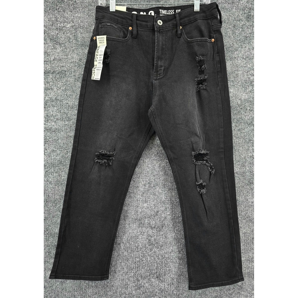 S.O.N.G. Timeless Fit High Rise Jeans Women 11/30 Black Distressed Crop Mom